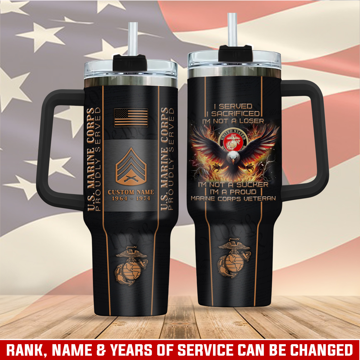 United States Marine Corps Custom Stanley Cup 40 oz 30 oz Tumbler With Handle
