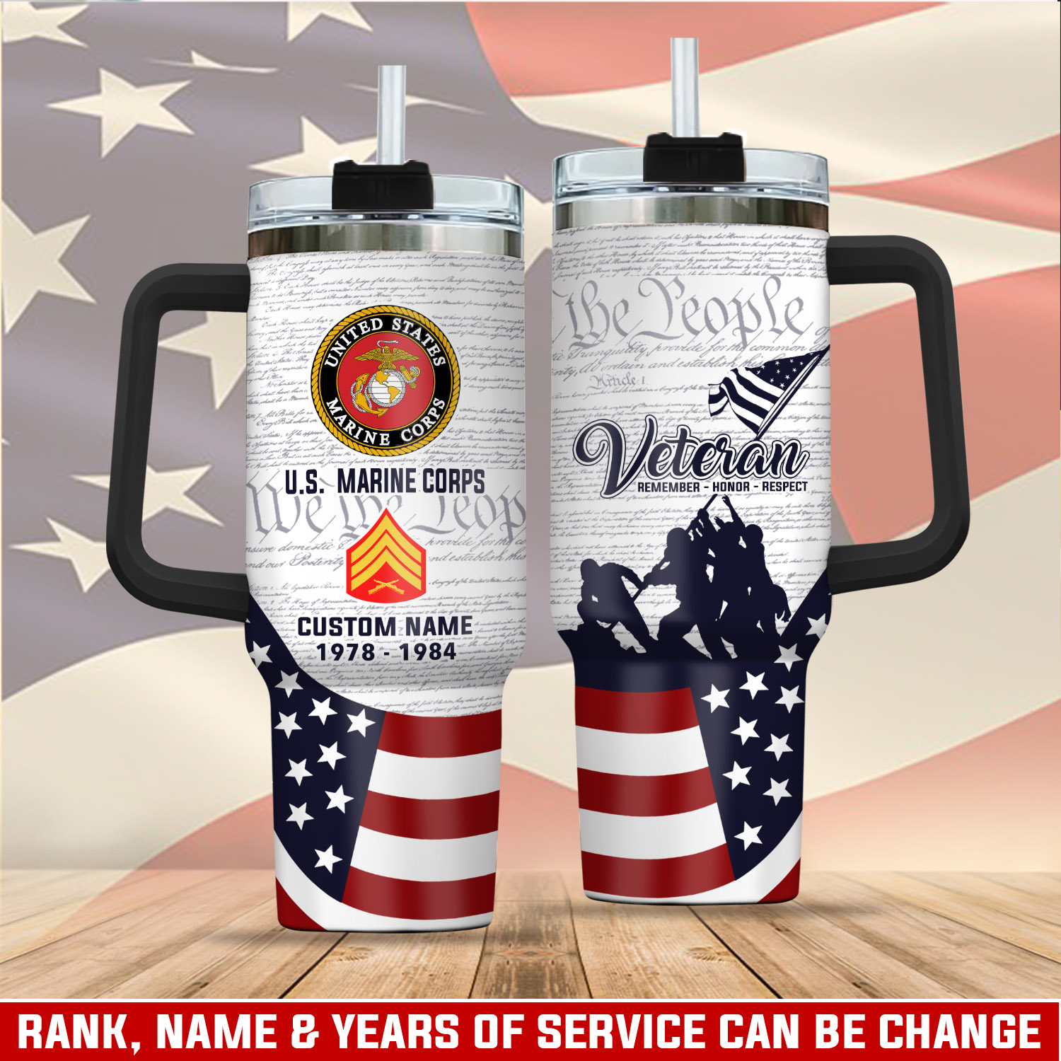 United States Marine Corps Custom Stanley Cup 40 oz 30 oz Tumbler With Handle