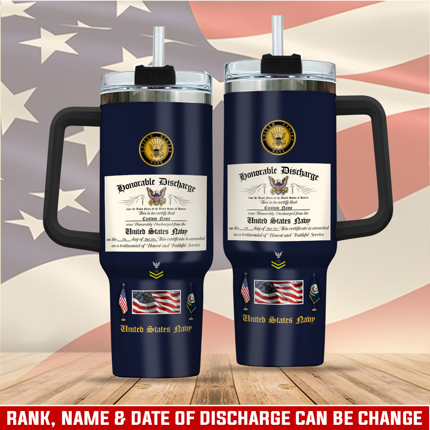 United States Navy Custom Stanley Cup 40 oz 30 oz Tumbler With Handle