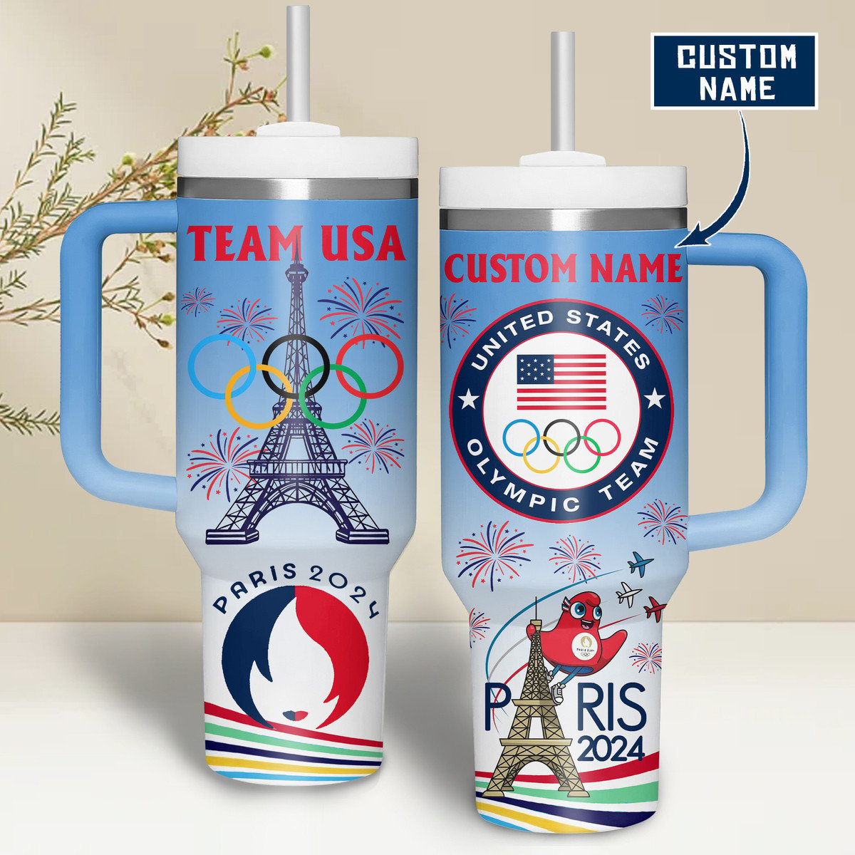 USA Olympic Paris 2024 Custom Stanley Cup 40 oz 30 oz Tumbler With Handle