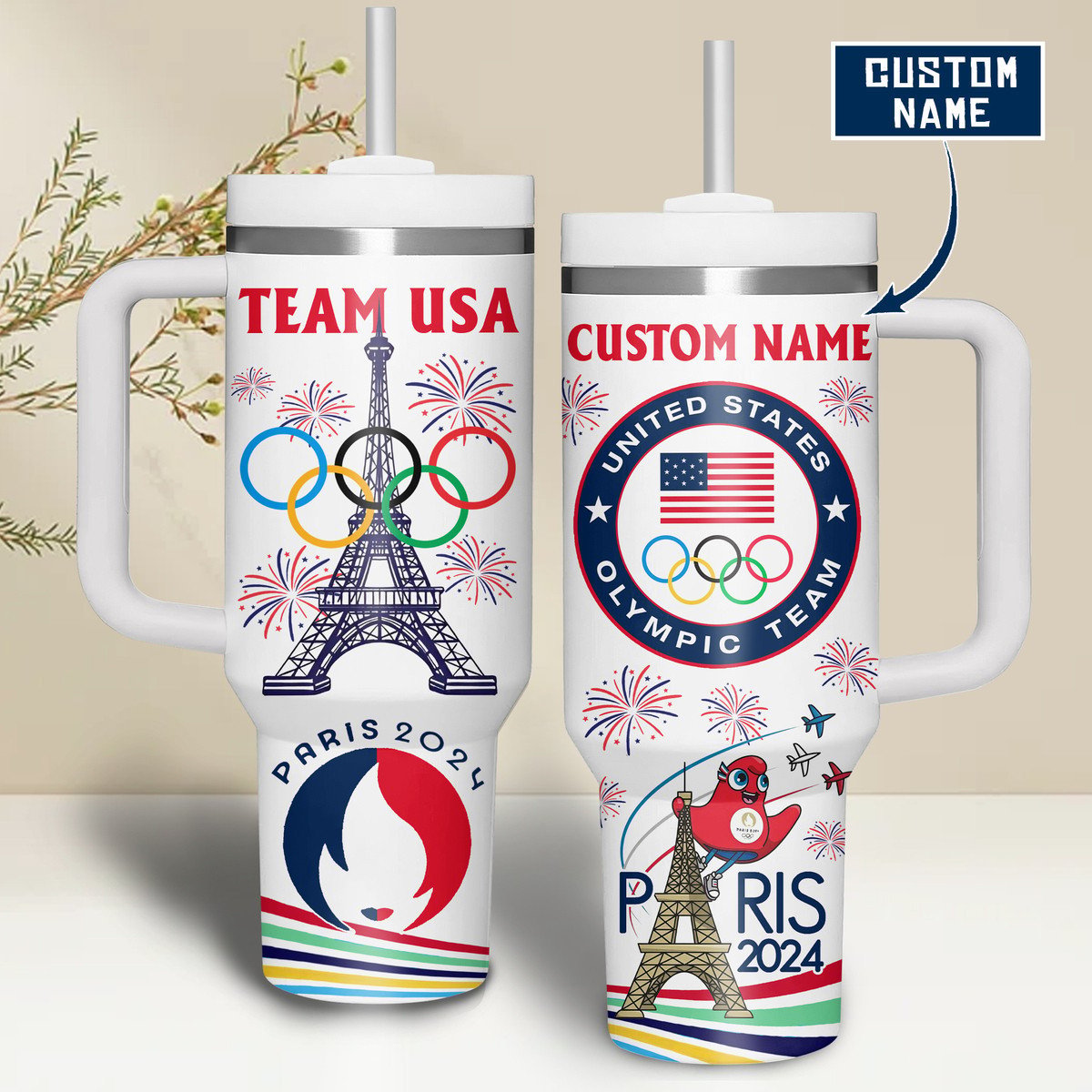 USA Olympic Paris 2025Custom Stanley Cup 40 oz 30 oz Tumbler With Handle