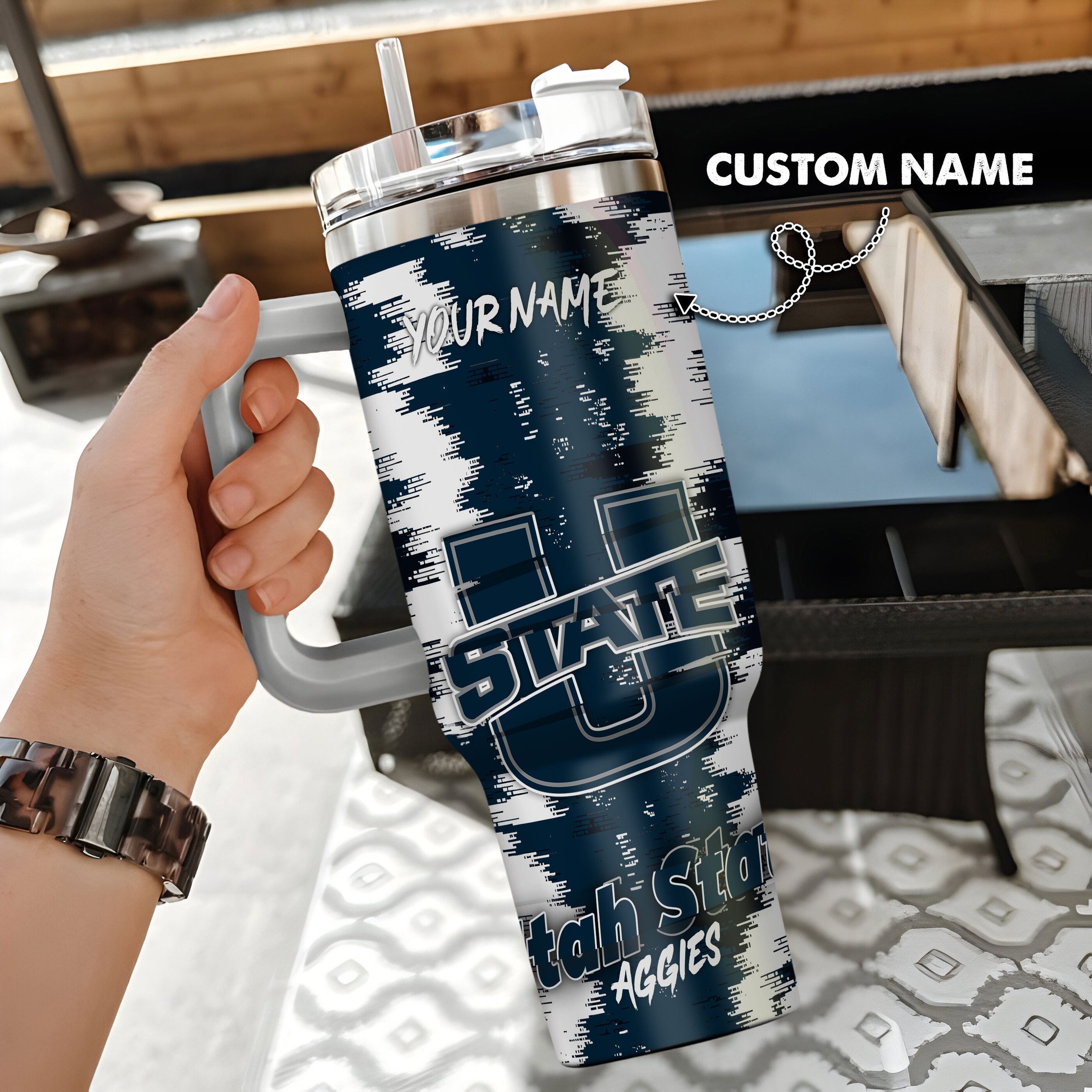 Utah State Aggies NCAA Custom Stanley Cup 40 oz 30 oz Tumbler With Handle