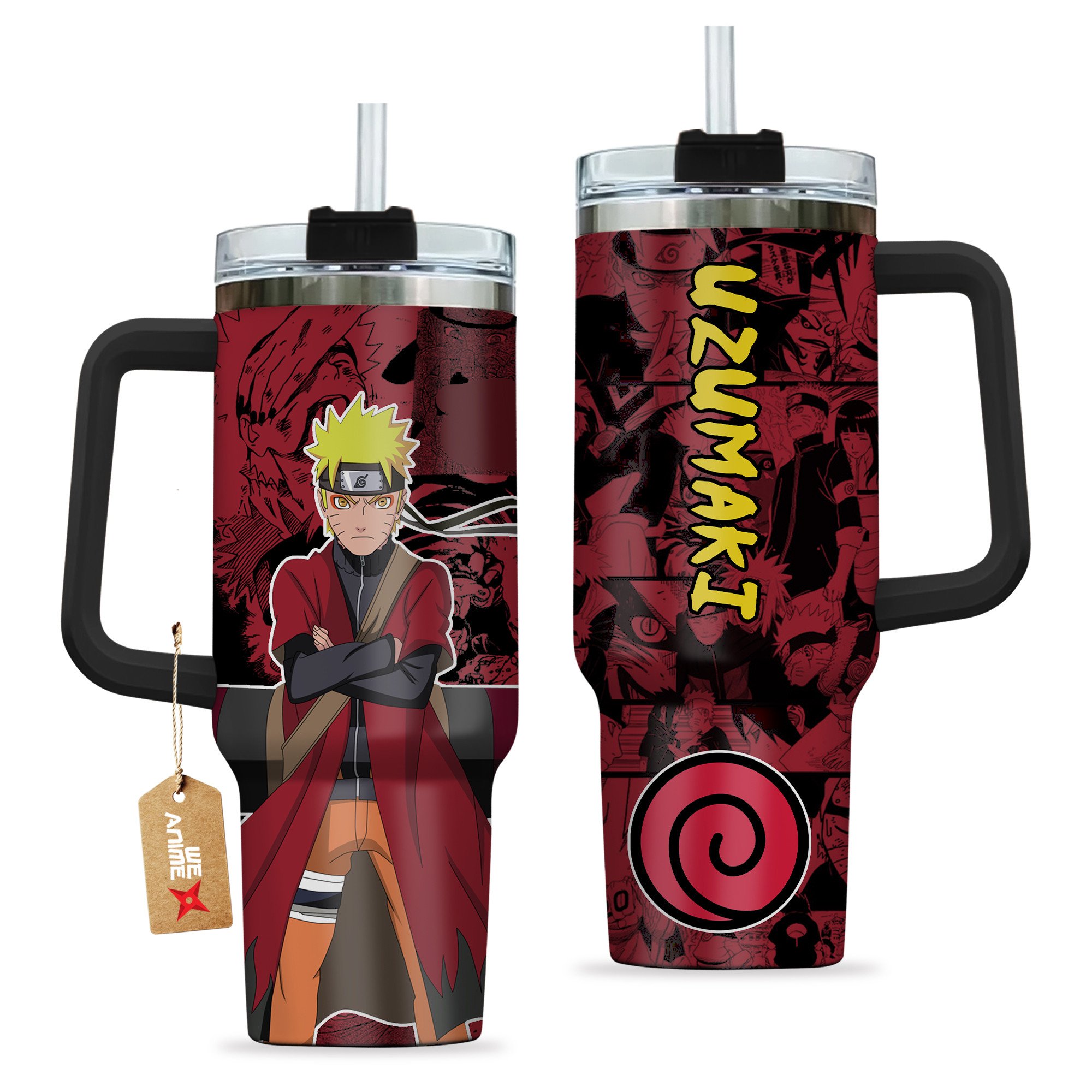 Uzumaki Sage Mode Naruto Anime Custom Stanley Cup 40 oz 30 oz Tumbler With Handle
