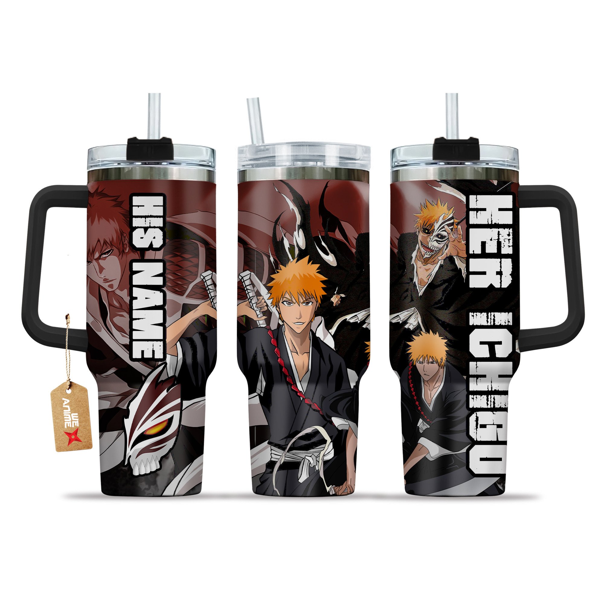 Valentine Her Ichigo Kurosaki Bleach Anime Custom Stanley Cup 40 oz 30 oz Tumbler With Handle