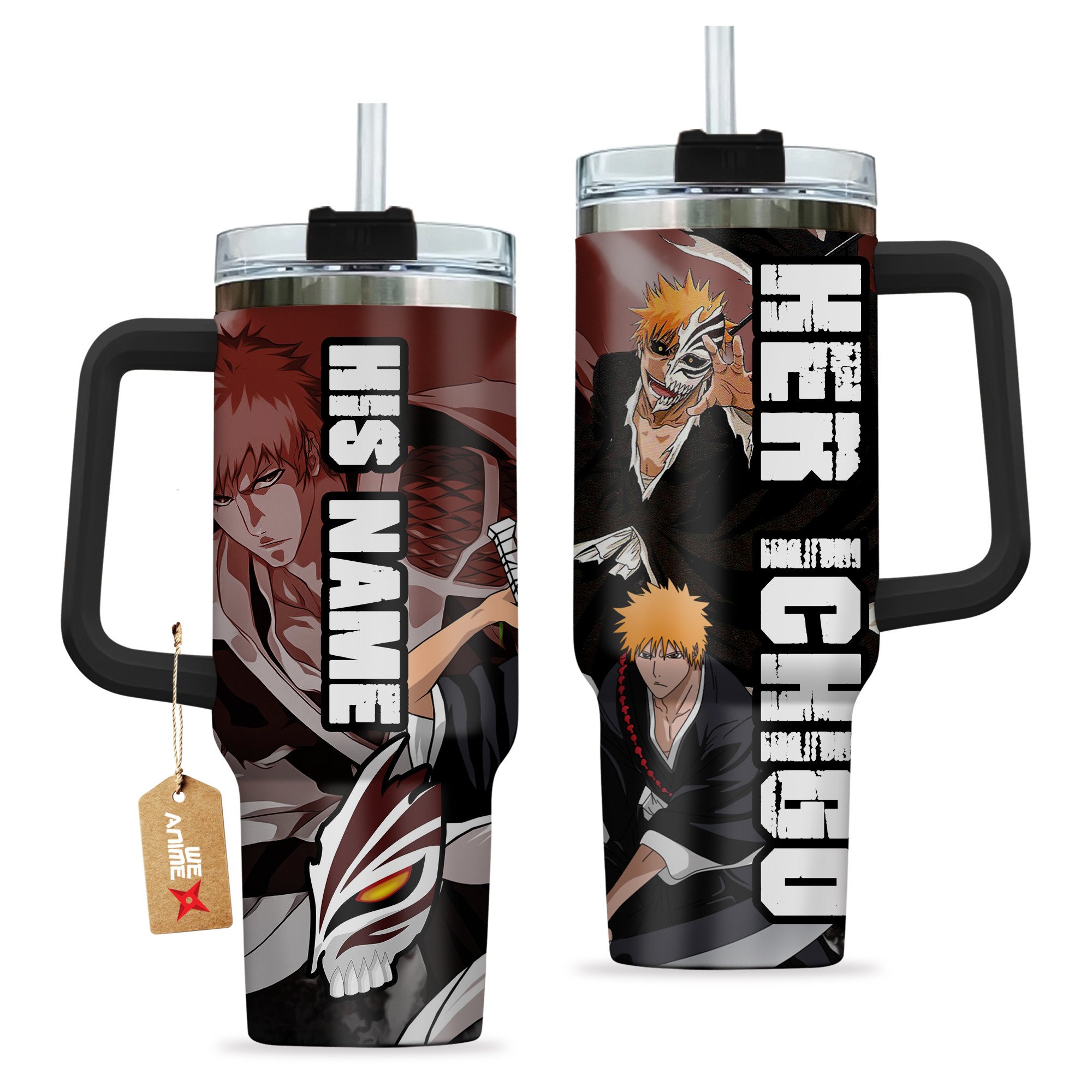 Valentine Her Ichigo Kurosaki Bleach Anime Custom Stanley Cup 40 oz 30 oz Tumbler With Handle