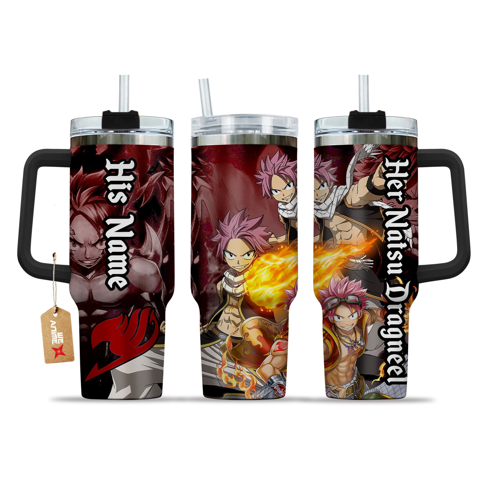Valentine Her Natsu Dragneel Fairy Tail Anime Custom Stanley Cup 40 oz 30 oz Tumbler With Handle