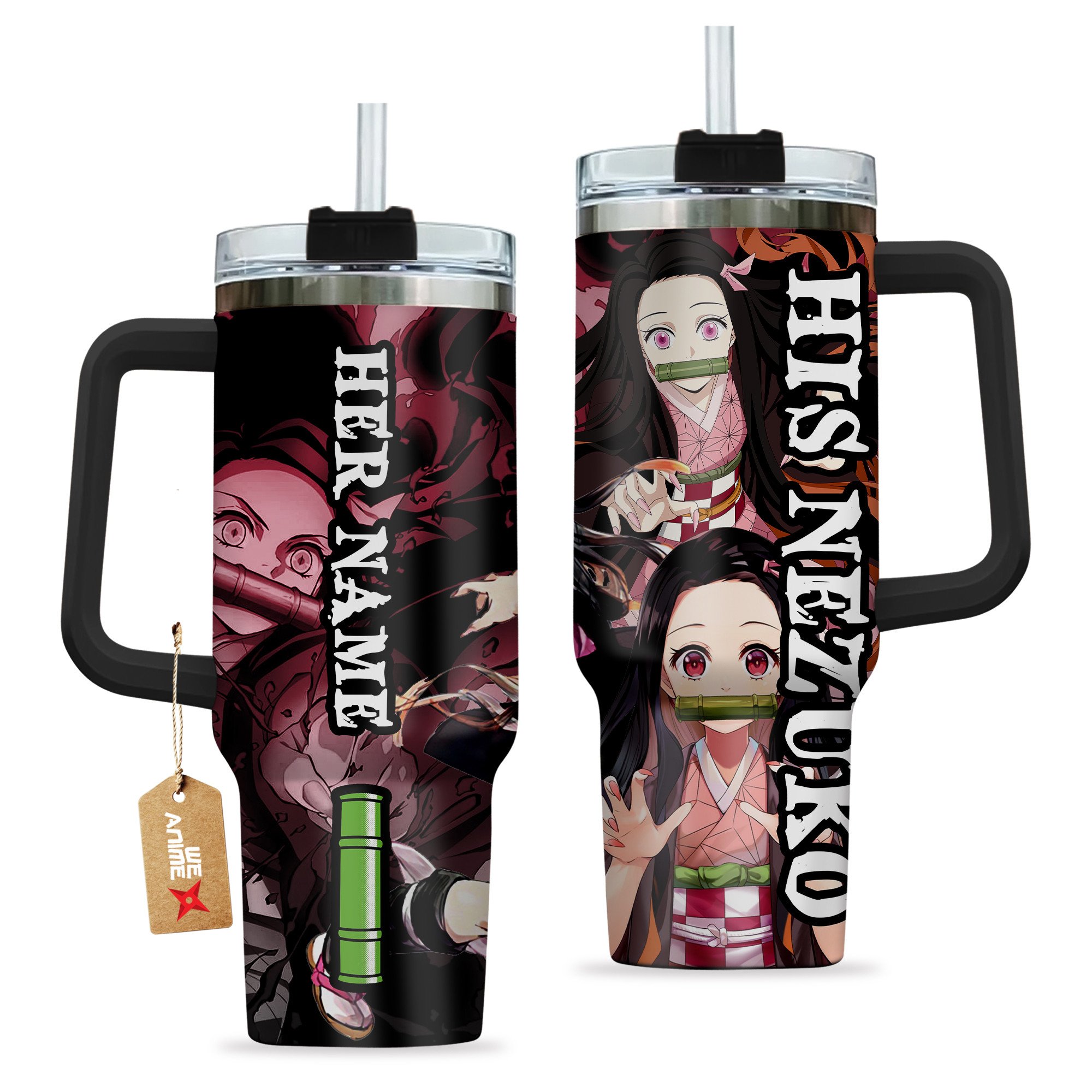 Valentine His Nezuko Kimetsu no Yaiba Anime Custom Stanley Cup 40 oz 30 oz Tumbler With Handle
