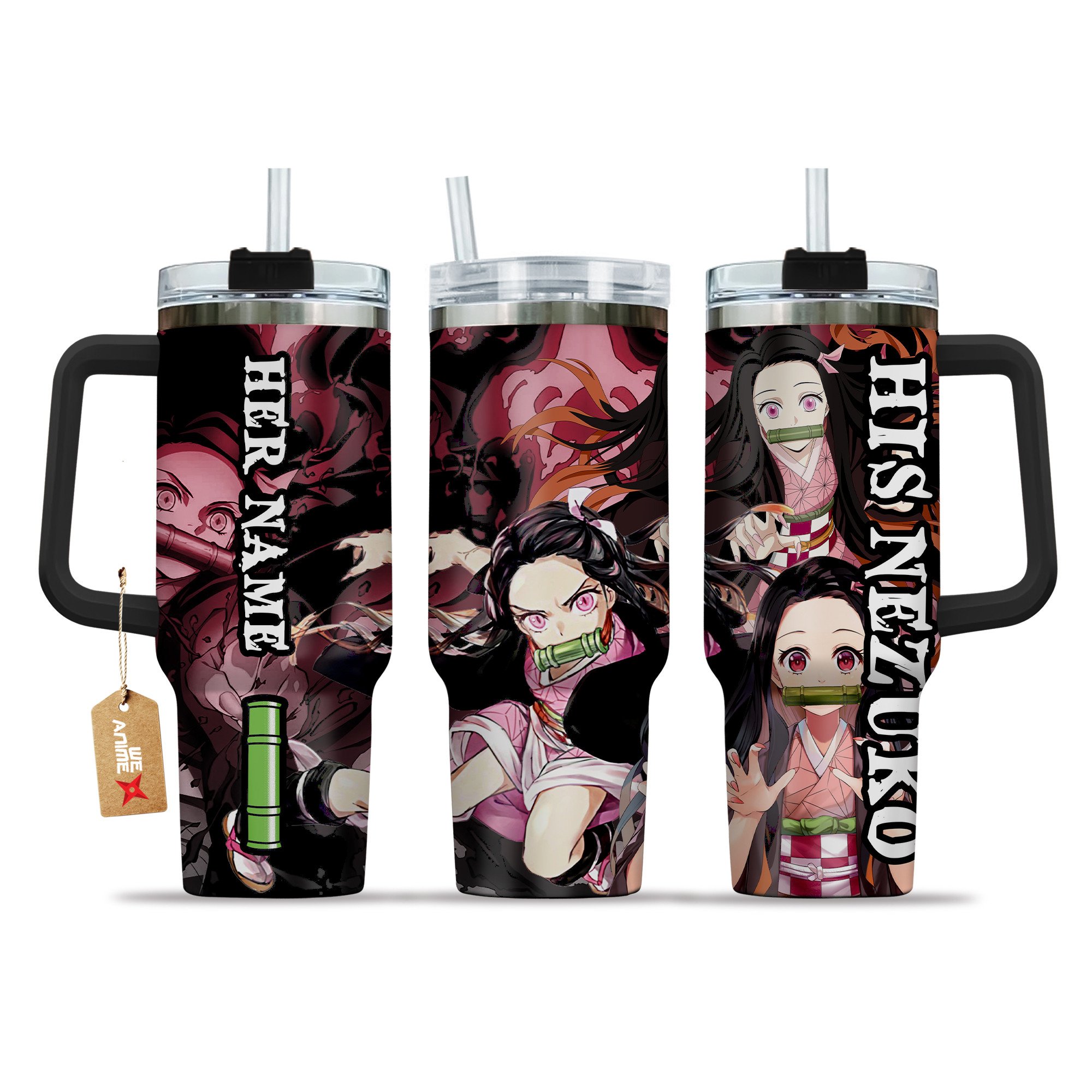 Valentine His Nezuko Kimetsu no Yaiba Anime Custom Stanley Cup 40 oz 30 oz Tumbler With Handle