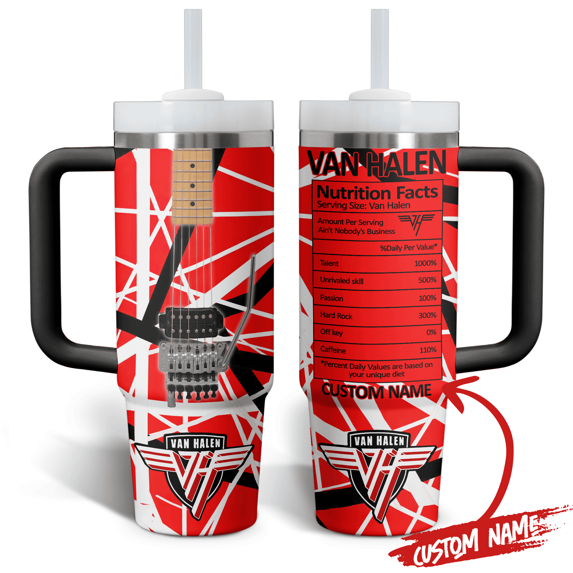 Van Halen Music Custom Stanley Cup 40 oz 30 oz Tumbler With Handle