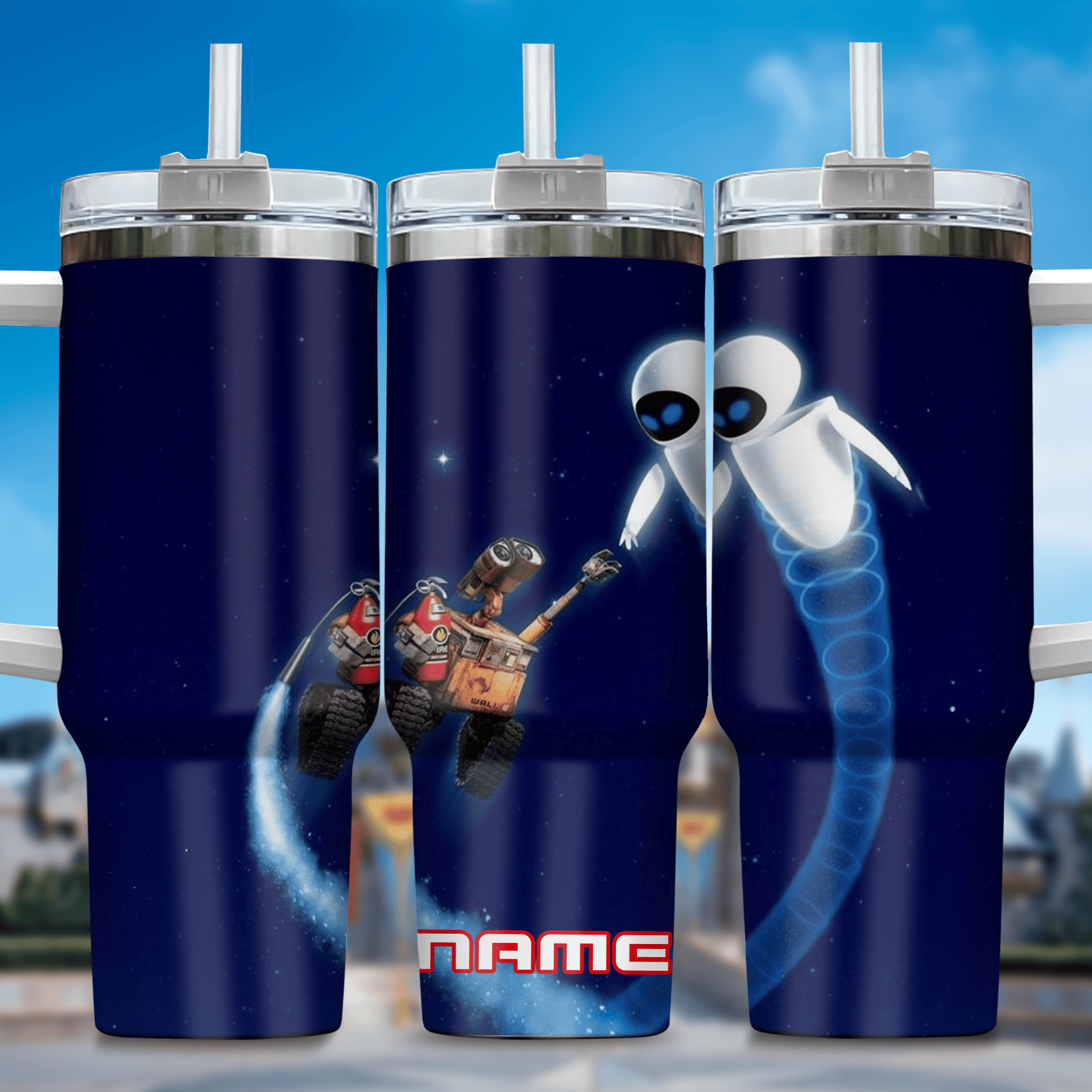 Wall E and Eve Movies Custom Stanley Cup 40 oz 30 oz Tumbler With Handle
