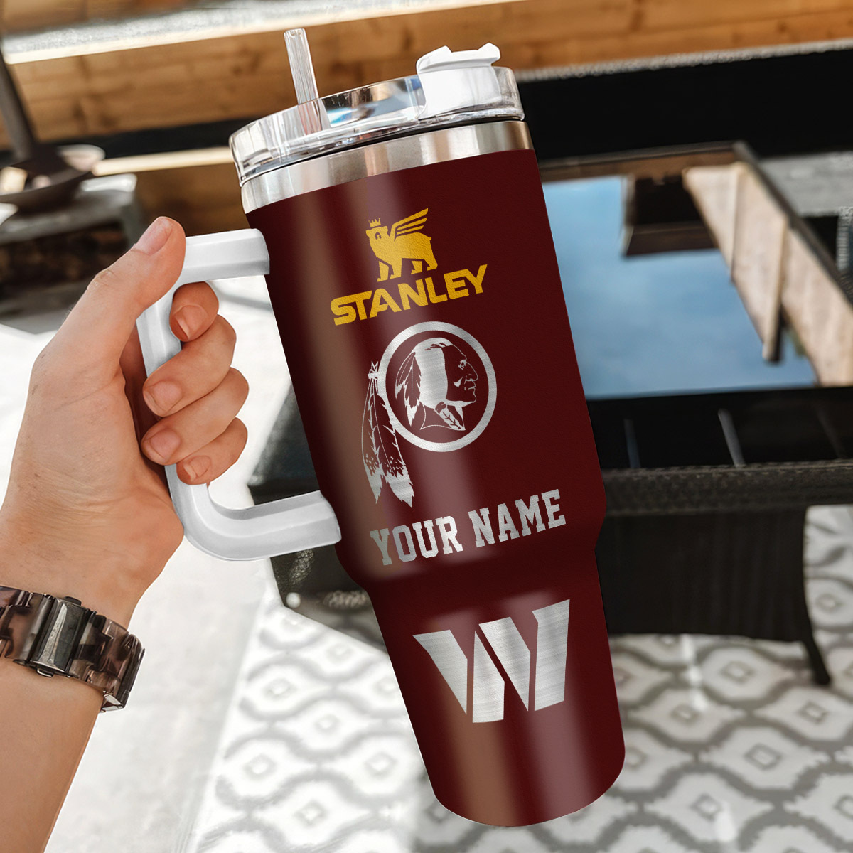 Washington Commanders NFL Silver Logo Custom Stanley Cup 40 oz 30 oz Tumbler With Handle