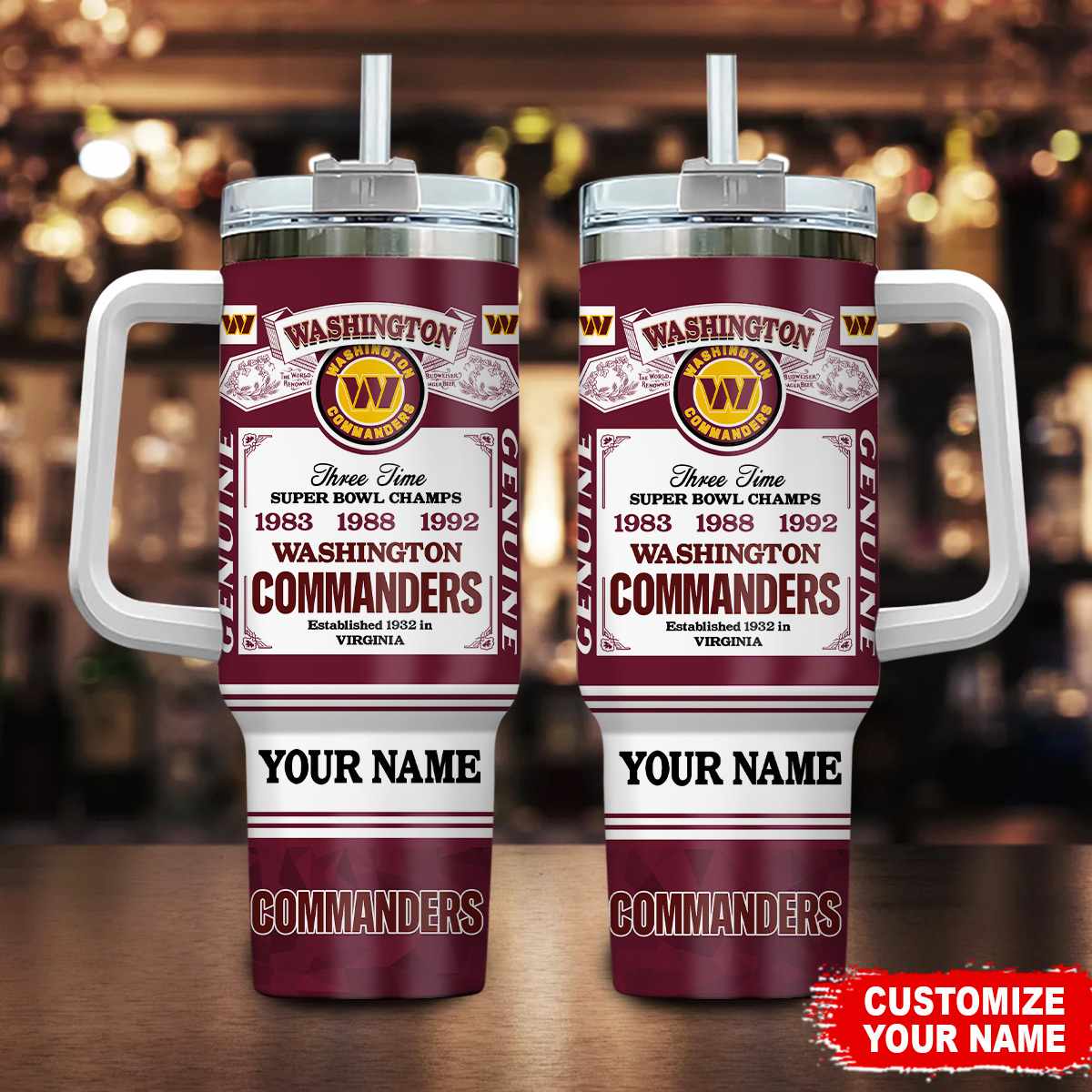 Washington Commanders NFL Super Bowl Champs Pride Custom Stanley Cup 40 oz 30 oz Tumbler With Handle
