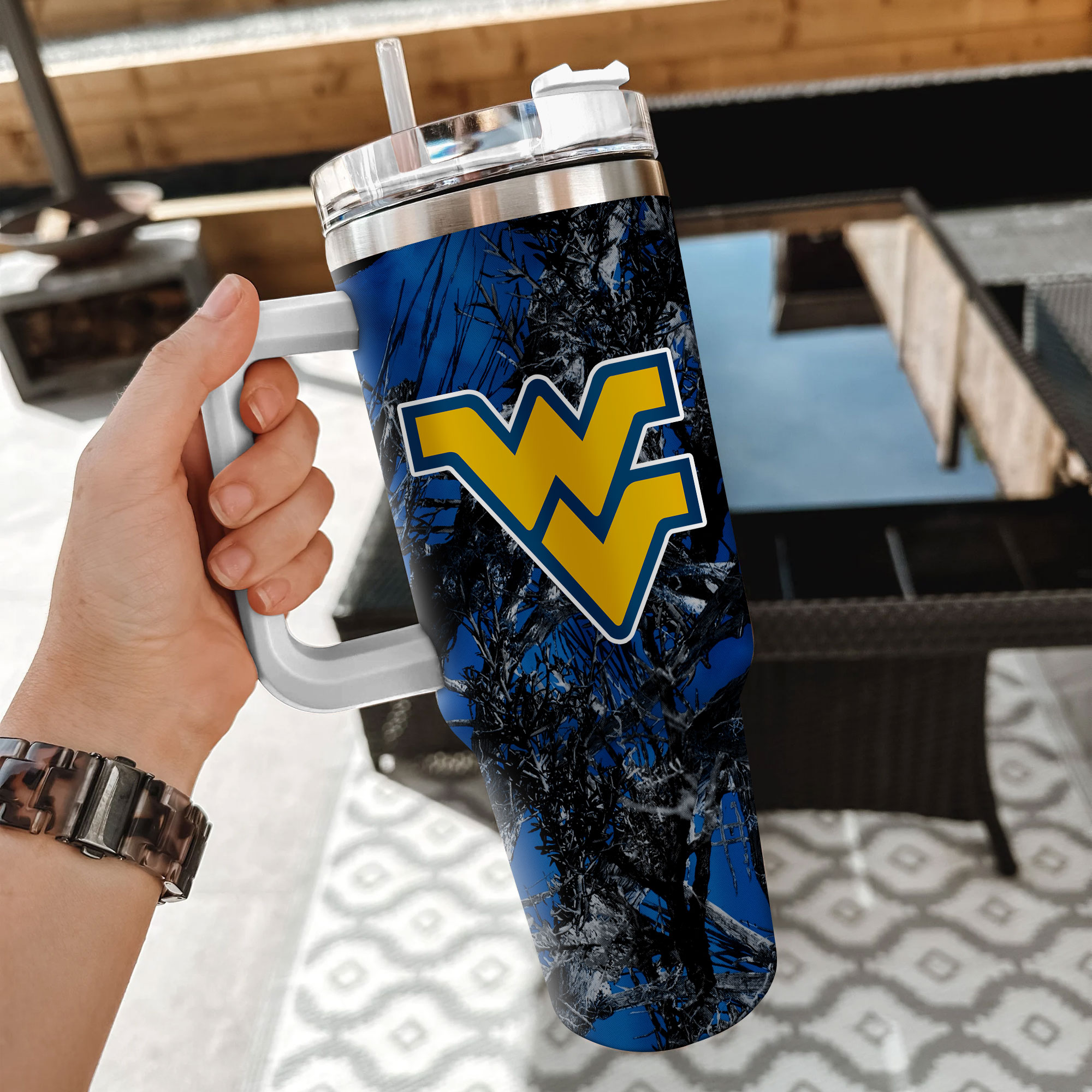 West Virginia Mountaineers NCAA Hunting Custom Stanley Cup 40 oz 30 oz Tumbler With Handle