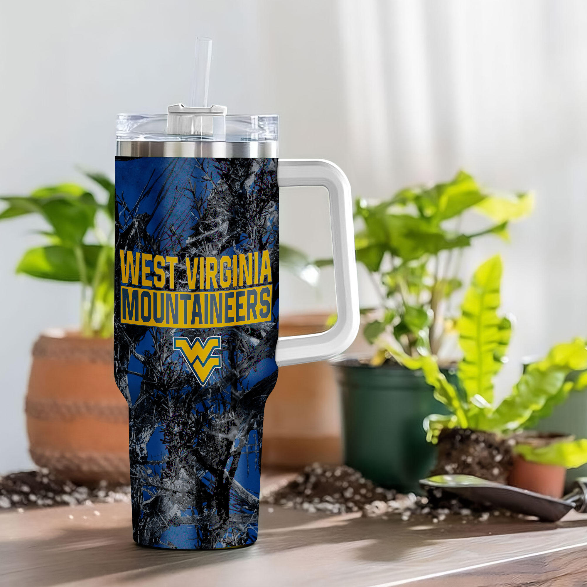West Virginia Mountaineers NCAA Hunting Custom Stanley Cup 40 oz 30 oz Tumbler With Handle