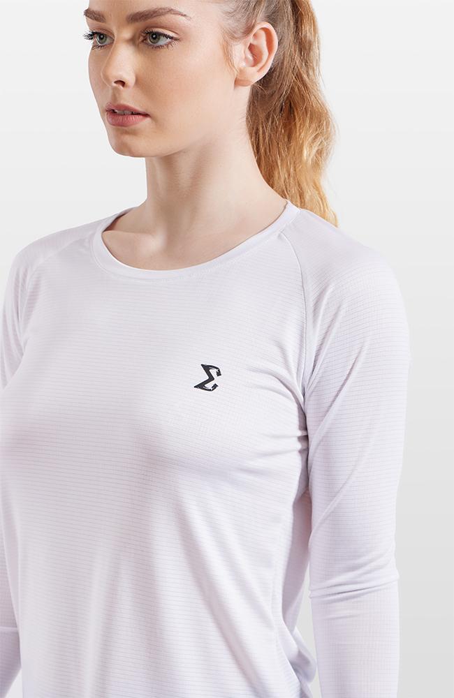White Basic Gym Sport Workout Long Sleeve T-Shirt