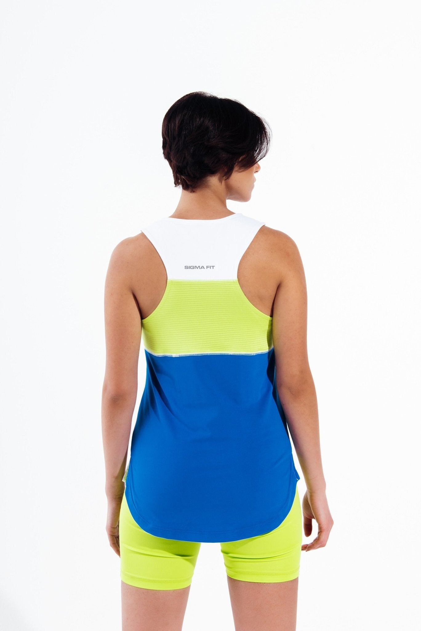 White X Skydiver X Acid Lime Racer Back Gym Sport Workout Tank Top