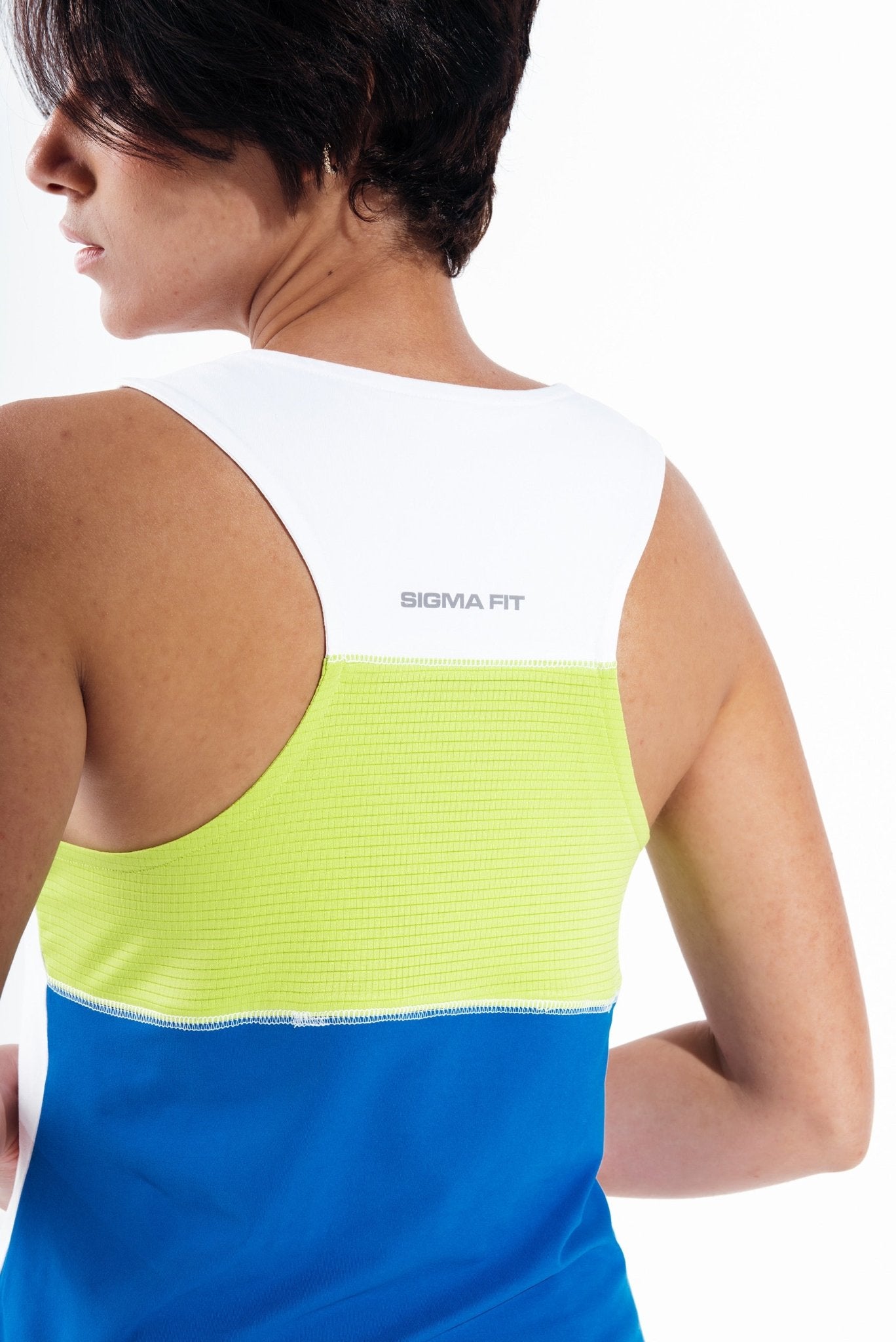 White X Skydiver X Acid Lime Racer Back Gym Sport Workout Tank Top
