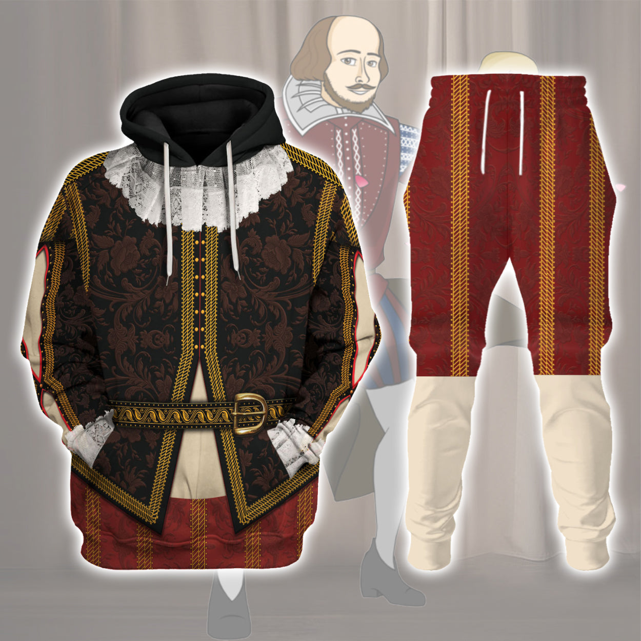 William Shakespeare Costume Hoodie Sweatshirt T-Shirt Sweatpants Tracksuit - Stormmerch Exclusive