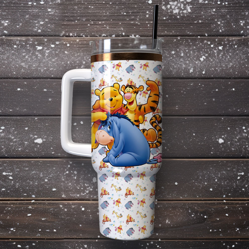 Winnie The Pooh Cartoon Custom Stanley Cup 40 oz 30 oz Tumbler With Handle