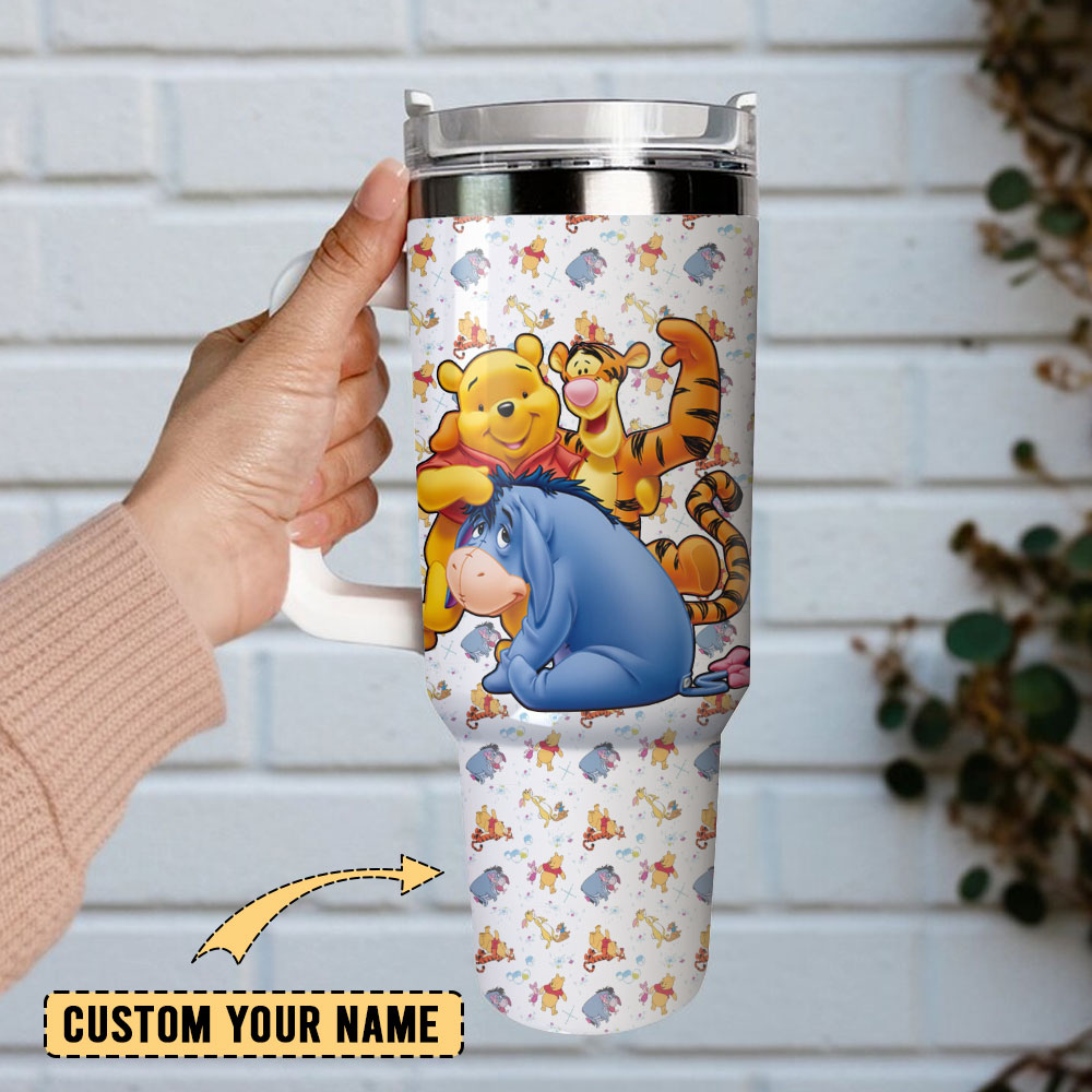Winnie The Pooh Cartoon Custom Stanley Cup 40 oz 30 oz Tumbler With Handle