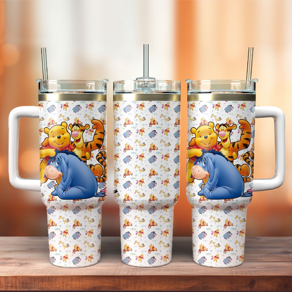 Winnie The Pooh Cartoon Custom Stanley Cup 40 oz 30 oz Tumbler With Handle
