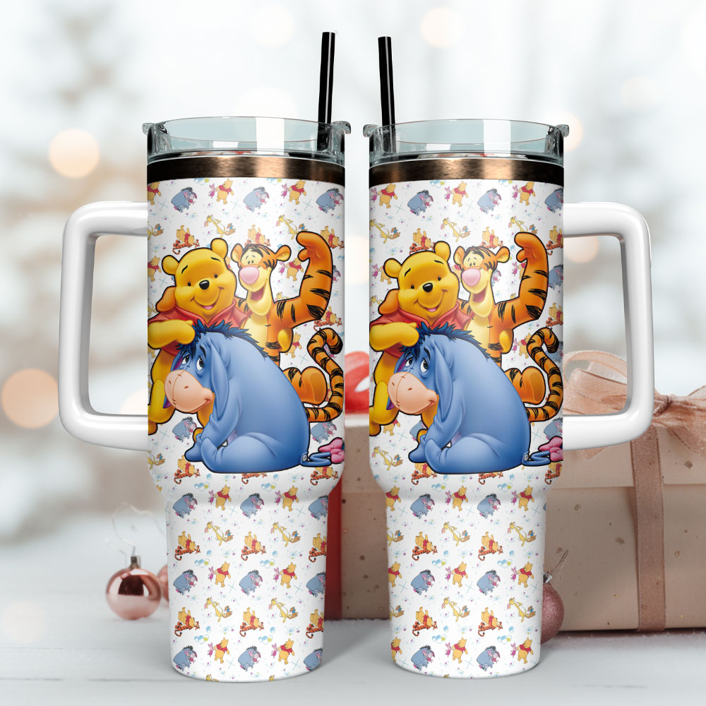 Winnie The Pooh Cartoon Custom Stanley Cup 40 oz 30 oz Tumbler With Handle