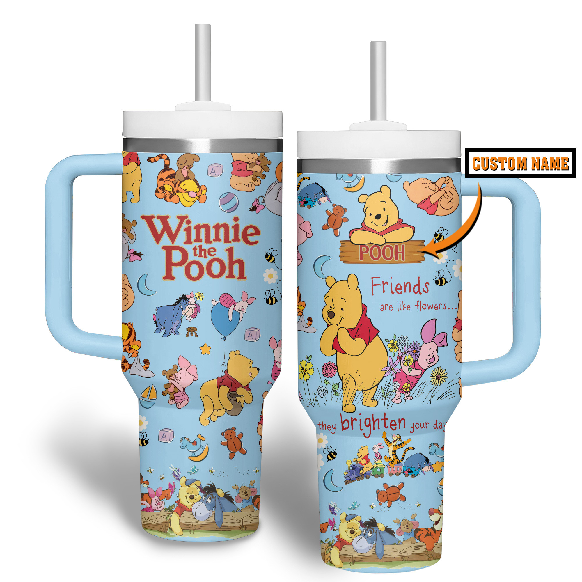 Winnie-the-Pooh Cartoon Custom Stanley Cup 40 oz 30 oz Tumbler With Handle