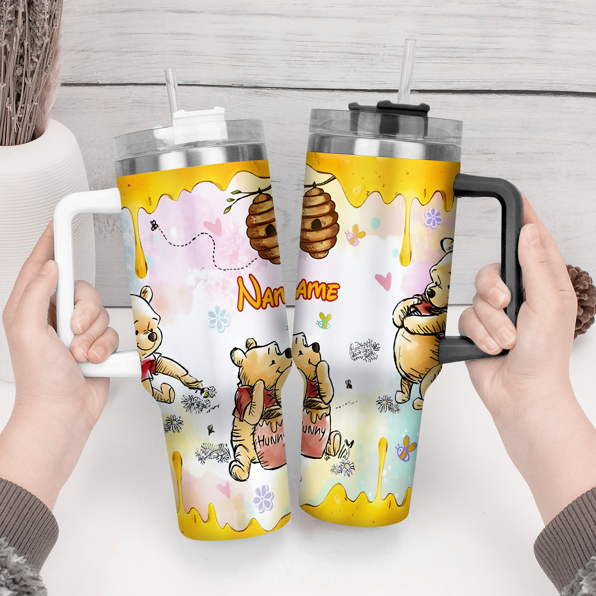 Winnie The Pooh Cartoon Custom Stanley Cup 40 oz 30 oz Tumbler With Handle