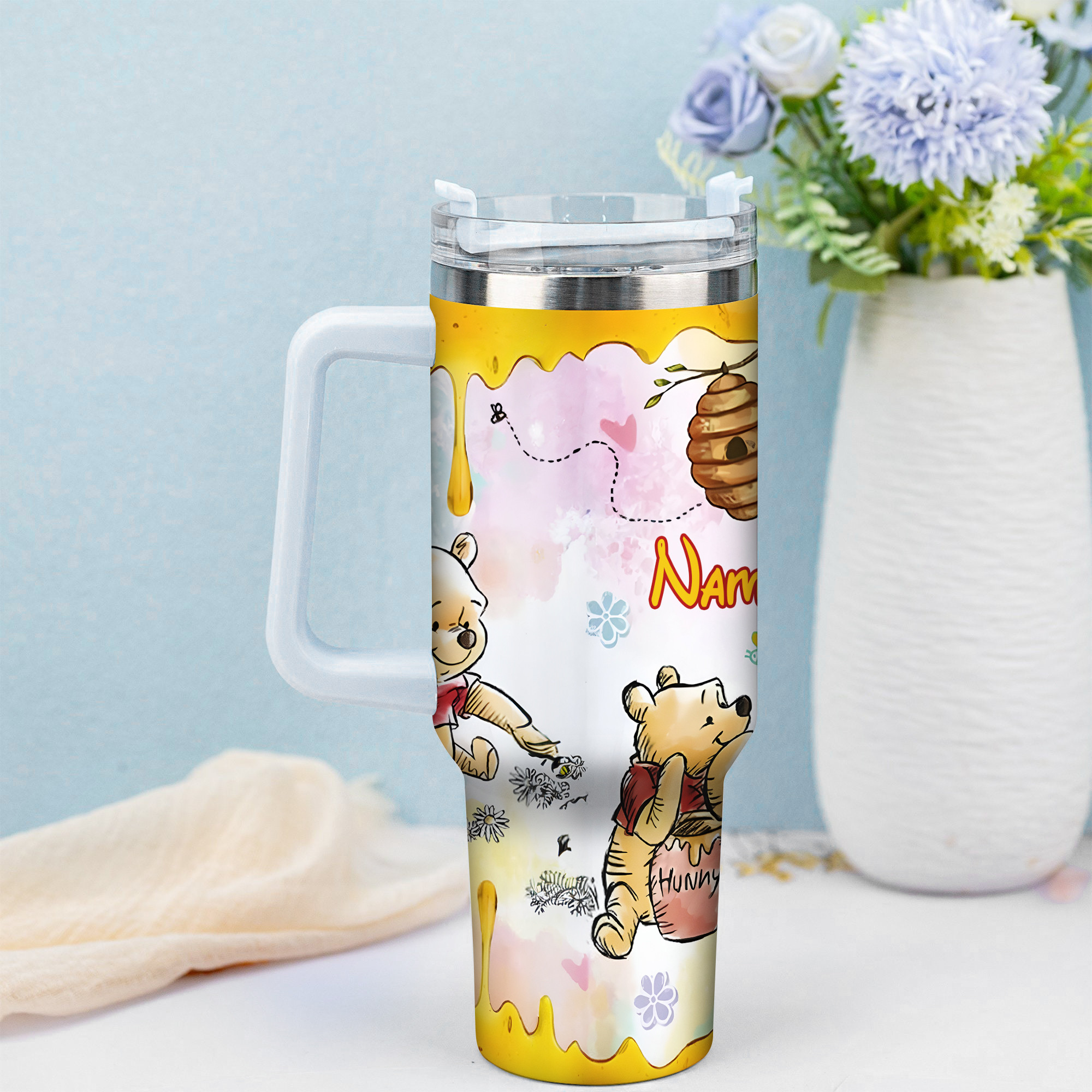 Winnie The Pooh Cartoon Custom Stanley Cup 40 oz 30 oz Tumbler With Handle