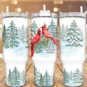 Winter Cardinal Custom Stanley Cup 40 oz 30 oz Tumbler With Handle