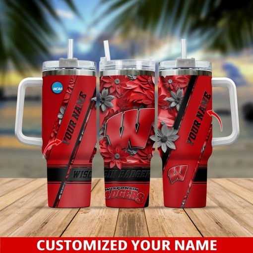 Wisconsin Badgers NCAA Custom Stanley Cup 40 oz 30 oz Tumbler With Handle