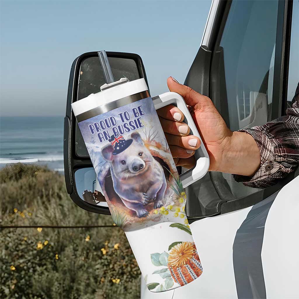 Wombat Australia Day Happy 26 January - Banksia Watercolor Custom Stanley Cup 40 oz 30 oz Tumbler With Handle