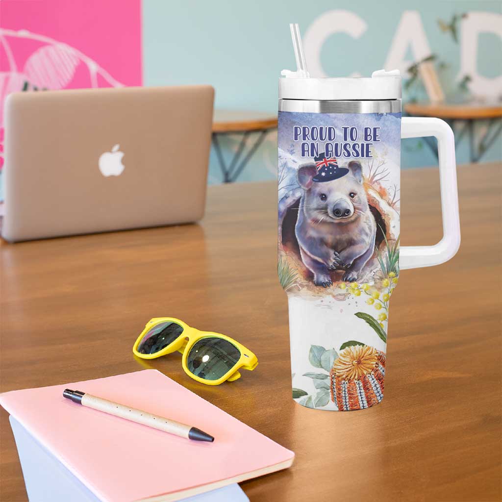 Wombat Australia Day Happy 26 January - Banksia Watercolor Custom Stanley Cup 40 oz 30 oz Tumbler With Handle