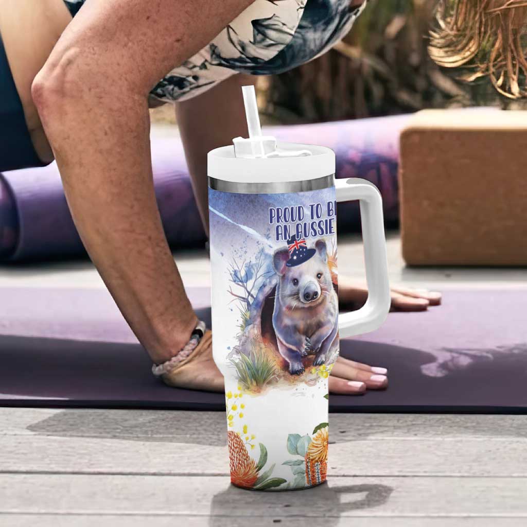 Wombat Australia Day Happy 26 January - Banksia Watercolor Custom Stanley Cup 40 oz 30 oz Tumbler With Handle