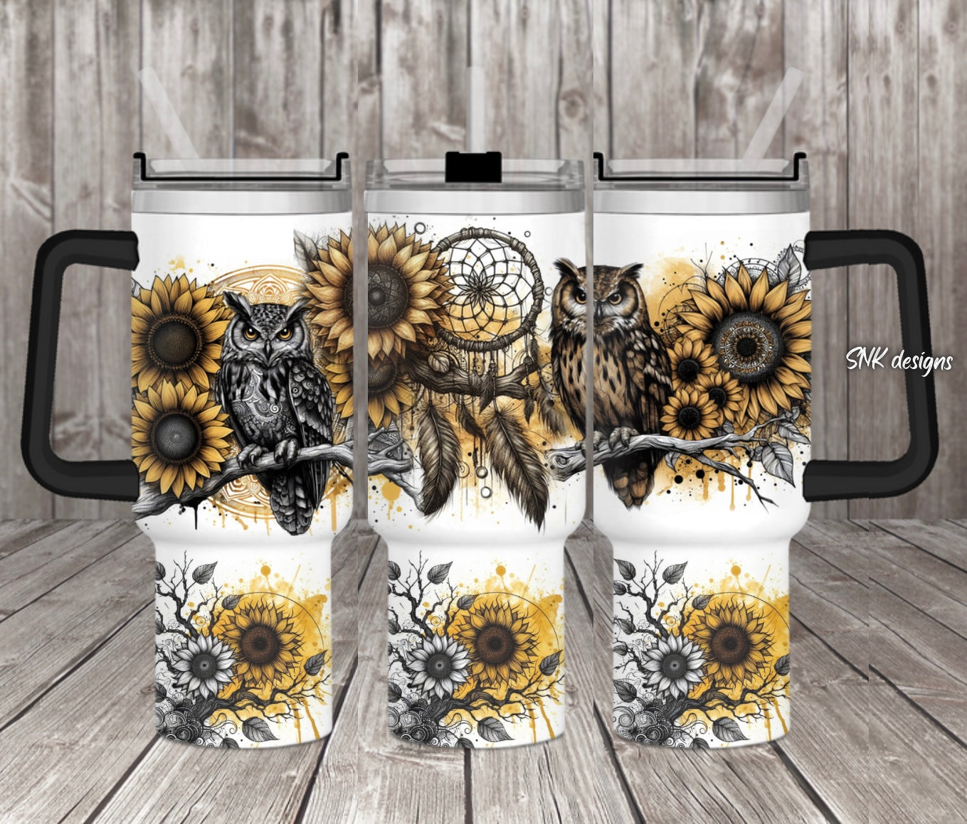 Yellow Owl Sunflower Custom Stanley Cup 40 oz 30 oz Tumbler With Handle