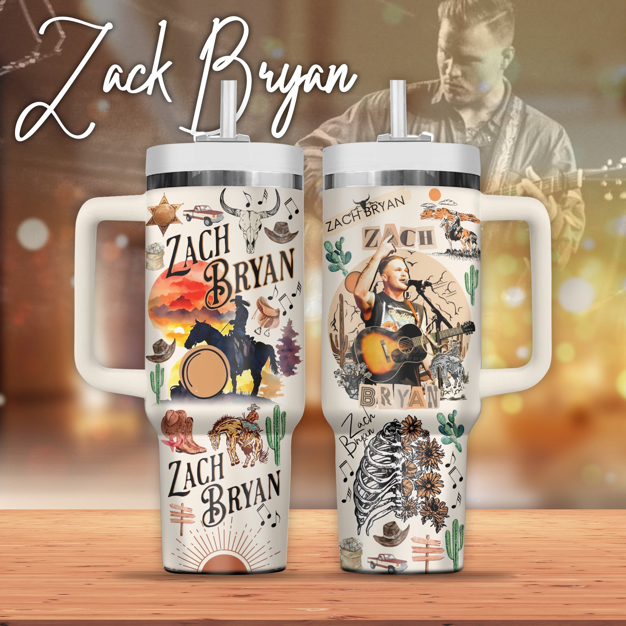 Zach Bryan Music Custom Stanley Cup 40 oz 30 oz Tumbler With Handle