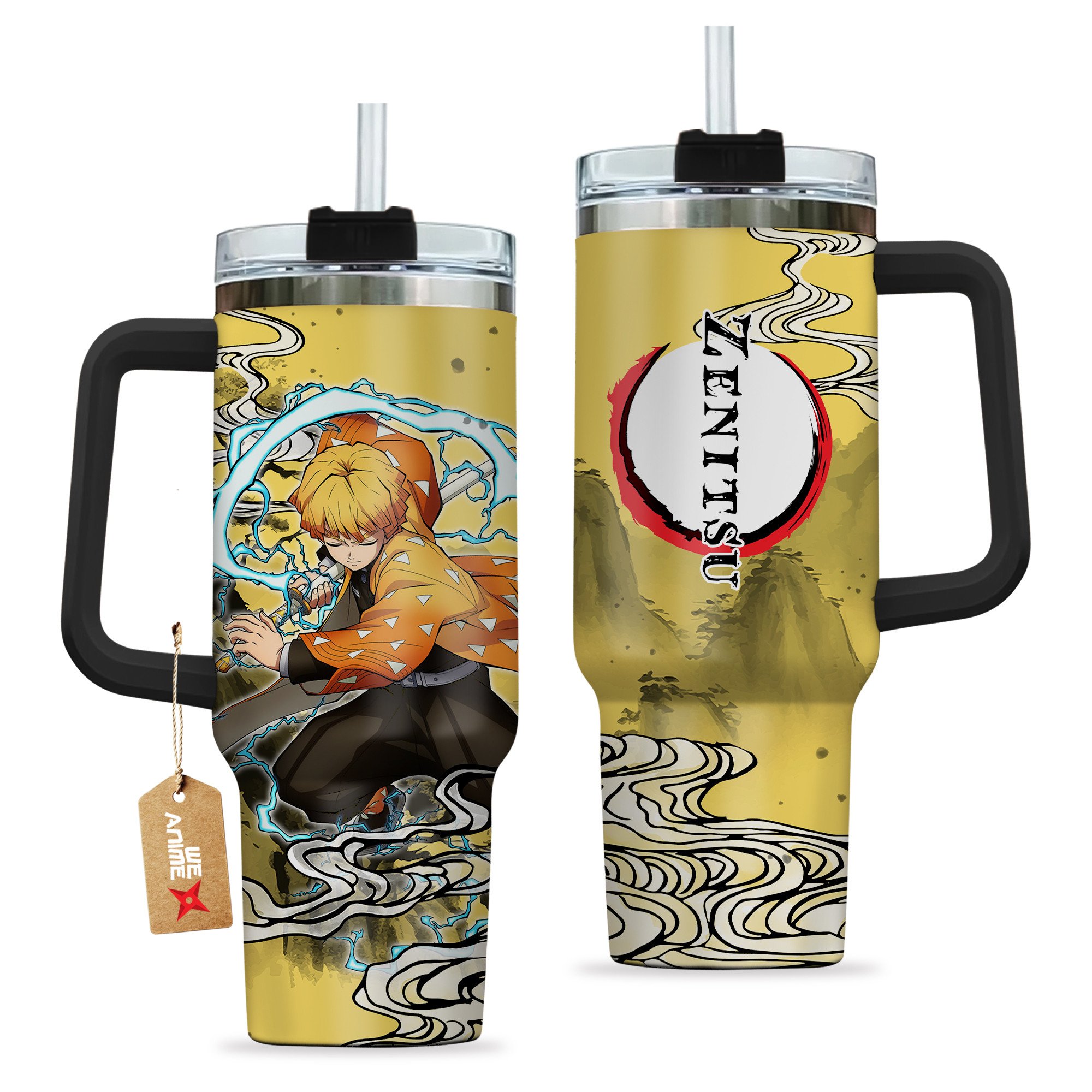 Zenitsu Agatsuma Kimestu no Yaiba Anime Custom Stanley Cup 40 oz 30 oz Tumbler With Handle