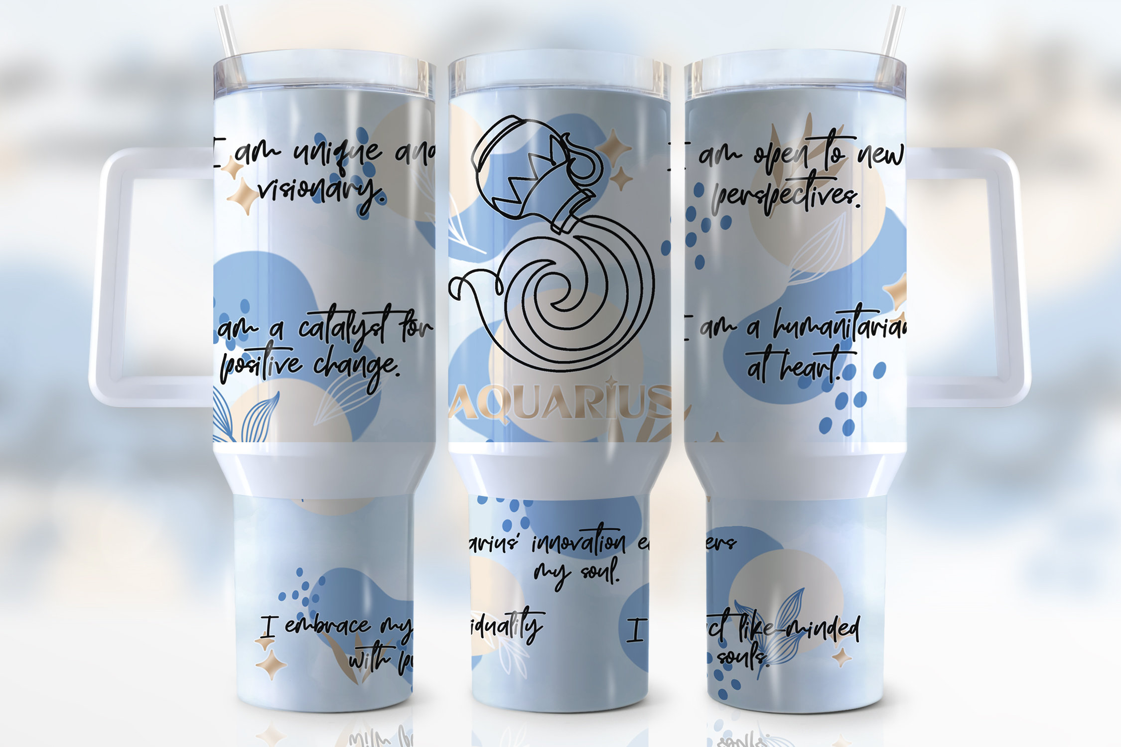 Zodiac Sign Aquarius Custom Stanley Cup 40 oz 30 oz Tumbler With Handle